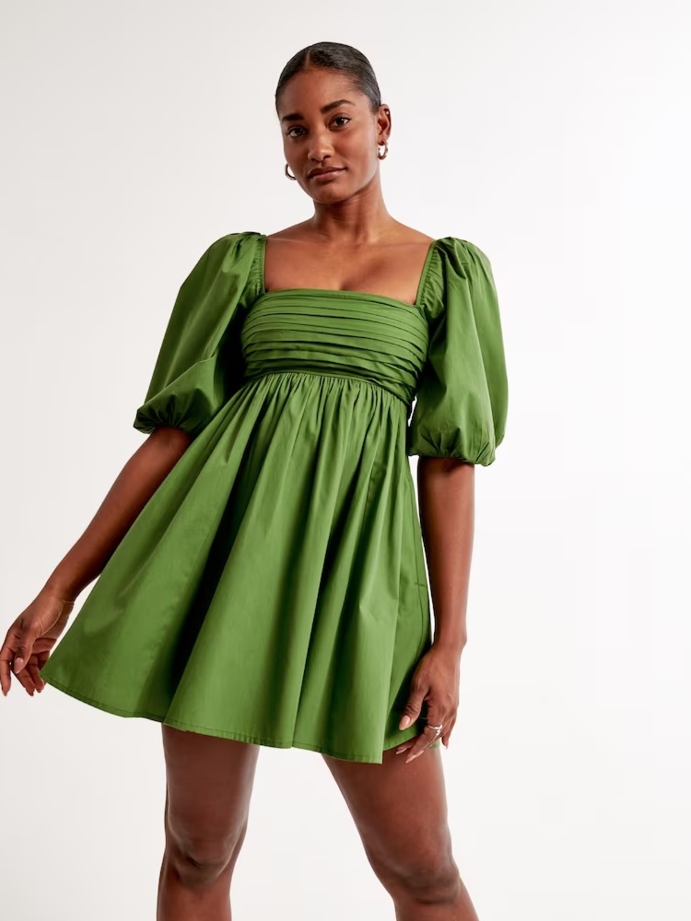 Abercrombie & Fitch Emerson Ruched Puff Sleeve Mini Dress